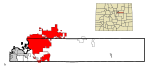 Arapahoe County Colorado Incorporated and Unincorporated areas Aurora Highlighted